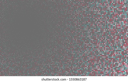 Cool radial halftone comic background graphic design. Colorful halftone distressed graphic design. Minimal tech banner backdrop.