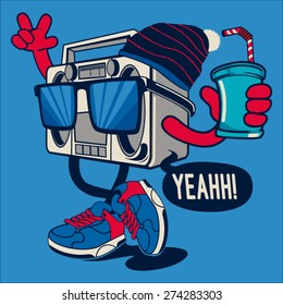 Cool Radio Character Vector Design For Tee