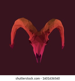 Cool Ram Skull on Isolated Background. Gradient Low Poly Vector 3D Rendering