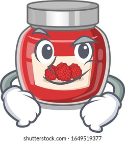 Cool raspberry jam mascot character with Smirking face