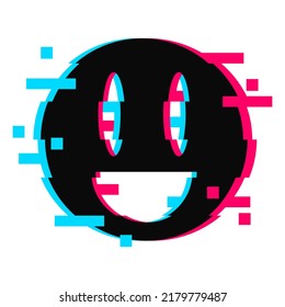Cool rave glitch face icon. Flat style illustration isolated on white background. Vector EPS 10