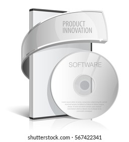 Cool Realistic Case for DVD Or CD Disk with Disk. Text, reflection and background on separate layers. Vector Illustration