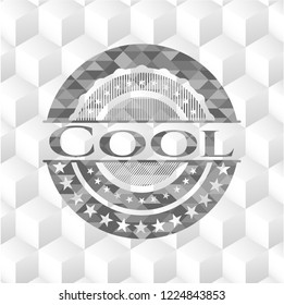 Cool realistic grey emblem with cube white background