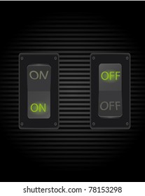 Cool Realistic Toggle Switch (ON/OFF). Vector illustration.