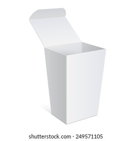Cool Realistic White Package Cardboard Box Opened. For Software, electronic device and  any product. Vector illustration