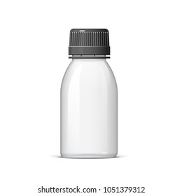 Cool Realistic White plastic bottle. Product Packing medicine. Various fluids Vector Illustration