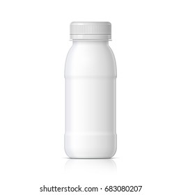 Cool Realistic White plastic bottle. Product Packing medicine. Various fluids Vector Illustration