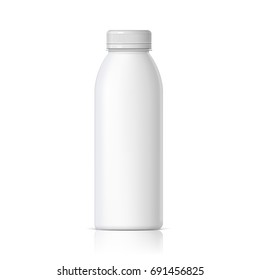Cool Realistic White plastic bottle. Product Packing. Transmission Fluid Vector Illustration