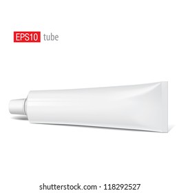 Cool Realistic white tube. For cosmetics, ointments, cream, tooth paste, glue Vector.elements