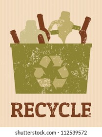 Cool recycle poster with a bin full of bottles.