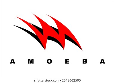 Cool red AMOEBA letter M vector, speed product design.