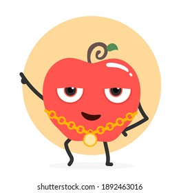 Cool red apple cartoon.Vector illustration of cute red apple series.
