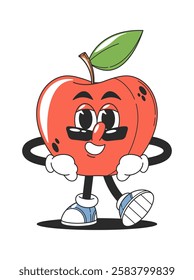 Cool red apple fruit character