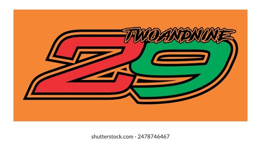 Cool Red verde número 29, icono de carreras, diseño de pegatinas.