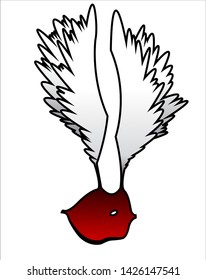 Cool red lips with white wings