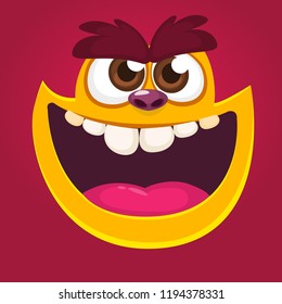 Cool red monster animal face. Cartoon vector illustration of yeti or bigfoot