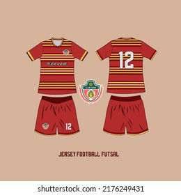 cool red orange striped soccer  futsal team jersey template