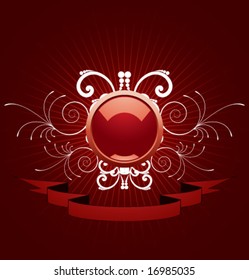 Cool red orb with vintage ornaments. Vector illustration