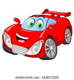 Cool Red Sport Cart Cartoon