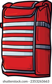 Cool red stripes backpack cartoon illustration