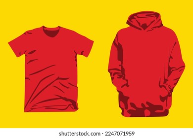 diseño de camisetas y chaquetas rojas. modelo de moda para burla