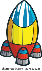Cool red yellow rocket cartoon illustration