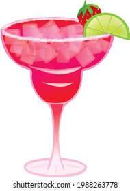 Cool Refreshing Strawberry Margarita on Ice