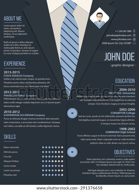 Cool Resume Cv Curriculum Vitae Template Design With Business Suit Background