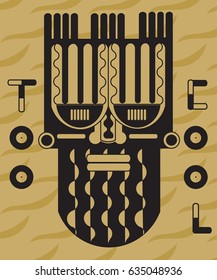 Too Cool Retro African Gold And Black Character With Beard And Pattern
