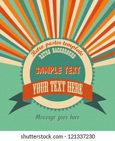 Cool retro background with radial rays and a round placeholder for your text. EPS10 vector.