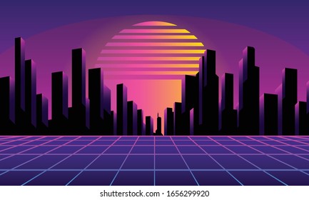 Cool Retro City Background Vector Silhouette Stock Vector (Royalty Free ...