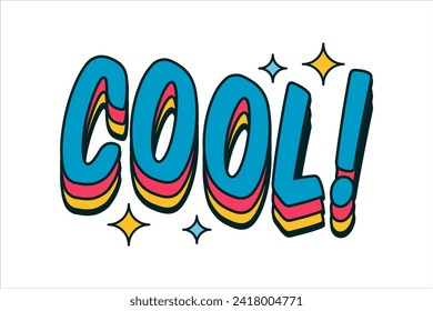 Cool Retro Flat Sticker Design