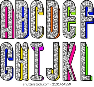 cool retro font letters cartoon set collection illustration in vector format