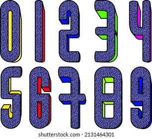 cool retro font numbers cartoon set collection illustration in vector format