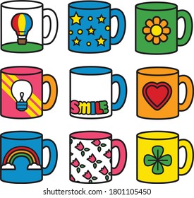 Cool Retro Fun Mug Set Kitchen Office