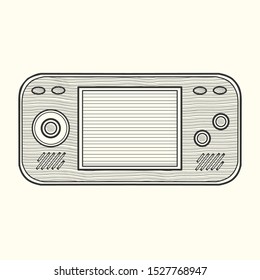 Cool Retro Game Console in Line Art