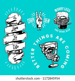 Cool retro motivational badges vector