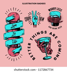 Cool retro motivational badges vector