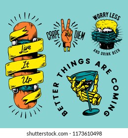 Cool retro motivational badges vector