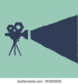 Cool retro movie projector detailed poster. background