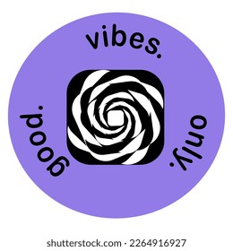 Cool Retro Stickers Vector Design. Acid Cool trendy retro stickers with lettering  GOOD, VIBES, ONLY, patches with different phrases. Funky, hipster retrowave stickers.