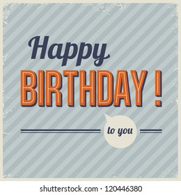 Cool Retro Vintage Birthday Card With Grunge Frame And Background Pattern