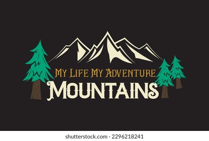 
Cool retro vintage illustration logo with simple mountains and trees suitable for mountain climber logos and climber community t-shirt printing