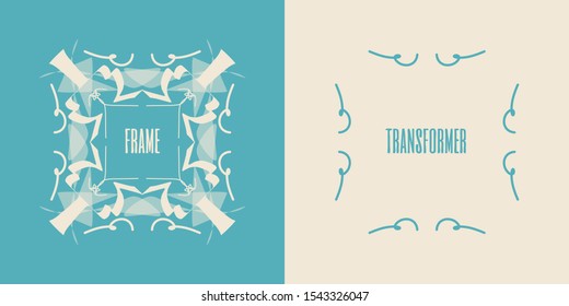 Cool reusable modern frame transformer in vector, isolated. Separated borderds in titled layers, combine and intersect as you want. 4 in 1, plus mix variations.