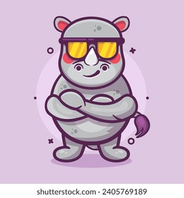 cool rhino animal character mascot with crossed arms isolated cartoon 