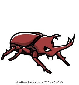 Cool Rhinoceros Beetle Kabutomushi transparent background vector illustration	