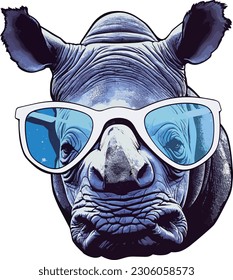 cool Rhinoceros wear sunglass sticker