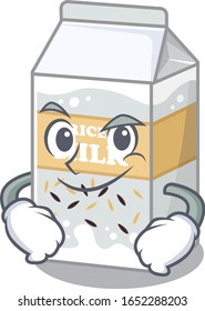 Cool rice milk mascot character with Smirking face