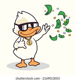 Cool Rich Duck throwing money and coins