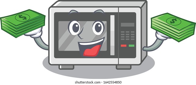 cool rich microwave character having money on hands
